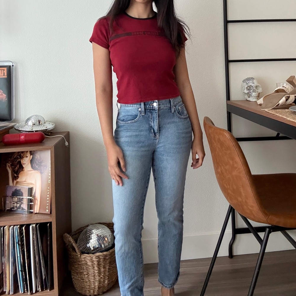 J.Crew Slim Boyfriend‎ Jeans Light Wash Blue Denim Size 26 Mid Rise Straight Leg